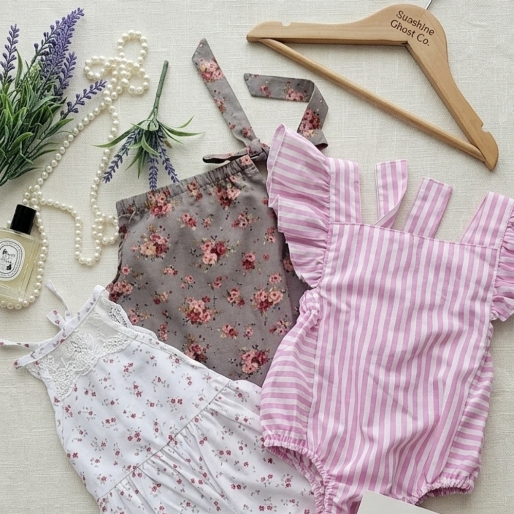 Charming Floral and Striped Bodysuit Trio